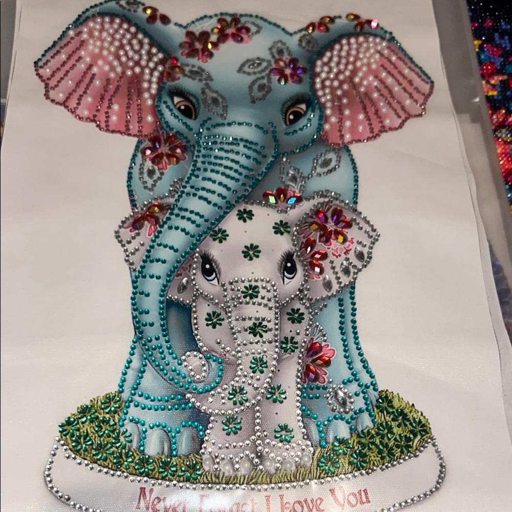 Finished Colorful Elephant Embellished Diamond Painting Artwork